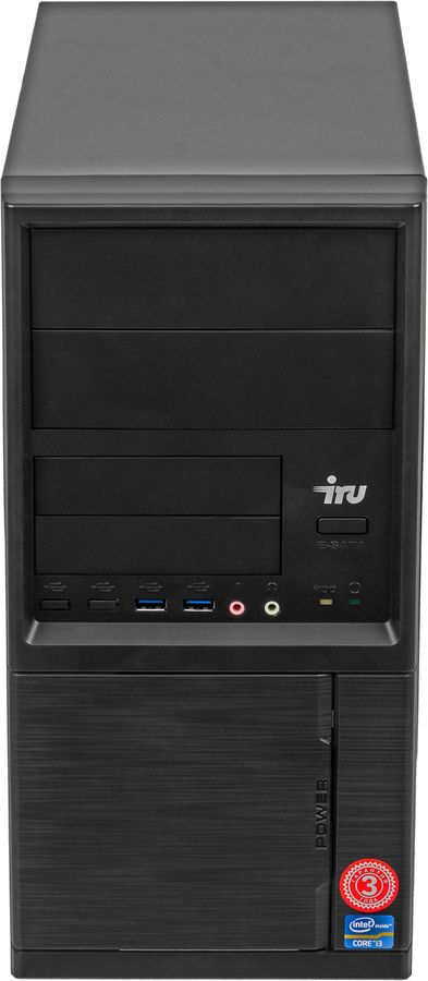 Персональный компьютер iRU Corp 313 MT i3 9100F (3.6) 8Gb SSD512Gb GT1030 2Gb Free DOS GbitEth 450W черный 1444146 1444146