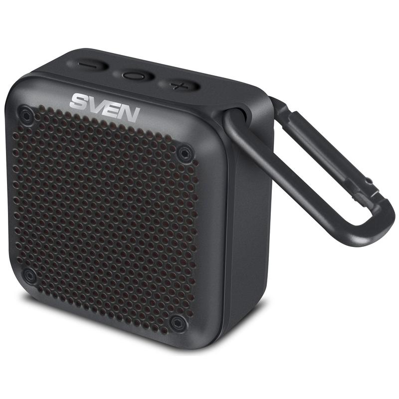 Портативная колонка Sven PS -88, черный (7 Вт, Waterproof (IPx7), TWS, Bluetooth, microSD, карабин, 1500мА*ч) SV-018474 SV-018474