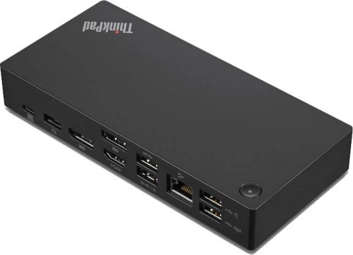 Док-станция Lenovo ThinkPad Universal USB-C Dock + евро шнур USB-А 3.1 Gen 1: 3 / USB 2.0: 2 / USB-C: 1 / Display Port: 2 / Аудиовыход: 1 / Kensington Lock: есть / RJ-45: 1 / HDMI: 1 40AY0090CN 40AY0090CN