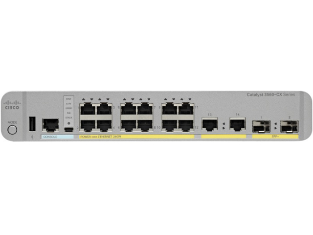 Коммутатор Cisco Catalyst 3560-CX 12 Port PoE, 10G Uplinks IP Base WS-C3560CX-12PD-S WS-C3560CX-12PD-S