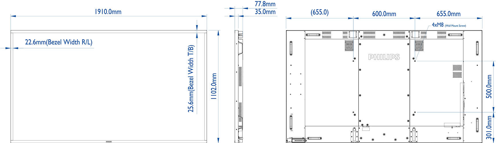 Профессиональная панель Philips BDL8470QU/00 84" Edge LED Backlight, UltraHD 4K VESA 600x500/M8 BDL8470QU/00 BDL8470QU/00