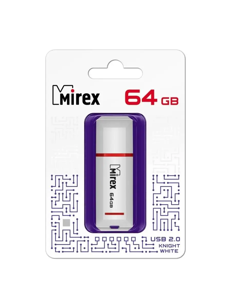 Флеш накопитель Mirex 13600-FMUKWH64 64GB,Knight,USB 2.0,белый 13600-FMUKWH64 13600-FMUKWH64