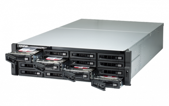 Сетевой RAID-накопитель QNAP 16 отсека для HDD, четыре порта 10 GbE (SFP+), стоечное исполнение, два блока питания TDS-16489U-SA2 TDS-16489U-SA2