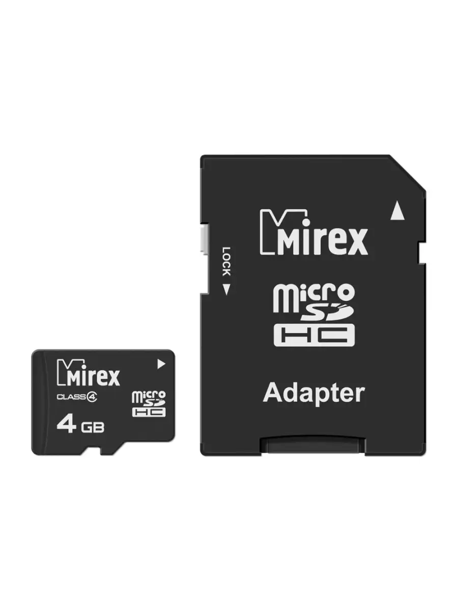 Карта памяти Mirex 13613-ADTMSD04 4GB,microSDHC,Class 4,SD адаптер 13613-ADTMSD04 13613-ADTMSD04