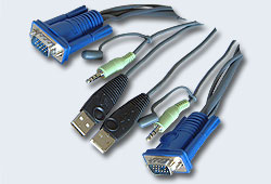 KVM переключатель ATEN VGA/SVGA+KBD+MOUSE, 1> 2 блока/порта USB, со встр. KVM-шнурами USB 2x0.9м CS62US-A7 CS62US-A7