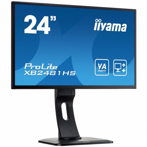 Монитор IIYAMA 23,6" ProLite 1920x1080 VA LED 16:9 6ms VGA DVI HDMI 12M:1 3000:1 178/178 250cd HAS Pivot Tilt Swivel Speakers Black XB2481HS-B1 XB2481HS-B1