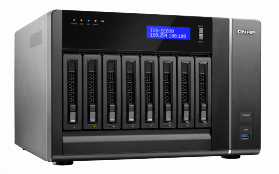 Сетевой RAID-накопитель QNAP 8 отсеков для HDD. Четырехъядерный Intel Xeon E3-1245 v3 3,4 ГГц, 16ГБ. TVS-EC880-E3-16G TVS-EC880-E3-16G