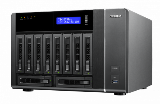 Сетевой RAID-накопитель QNAP 10 отсеков для HDD, HDMI-порт. Intel Core i3-2120 3,3 ГГц, 2ГБ. TS-1079 Pro TS-1079 Pro