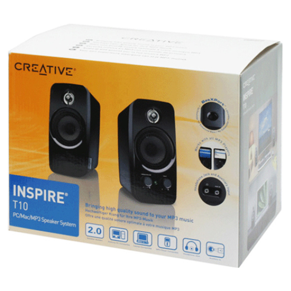 Колонки Creative Inspire T10 2.0 черный 10Вт 51MF1600AA000 51MF1600AA000