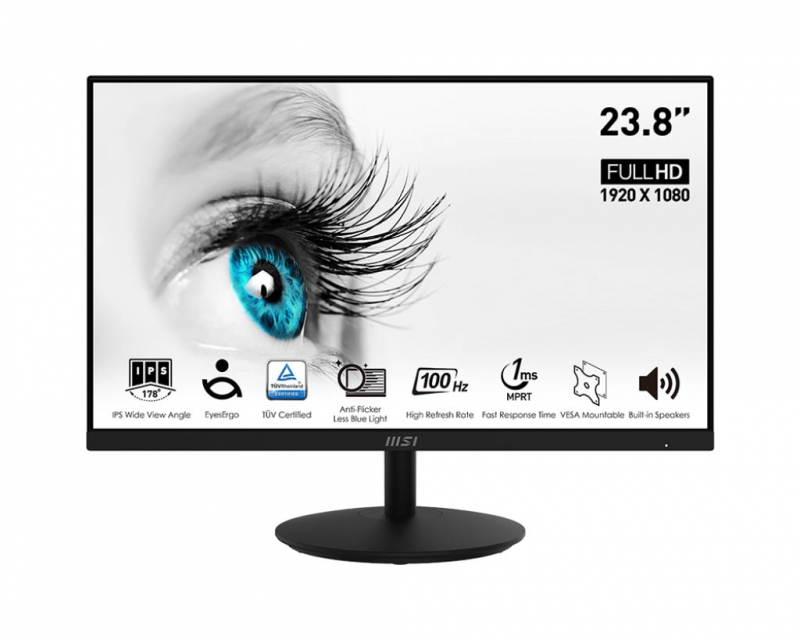 Монитор MSI  23.8" Pro MP242A черный IPS LED 16:9 HDMI M/M 250cd 178гр/178гр 1920x1080 75Hz VGA DP FHD 3.3кг 9S6-3PA1CT-205 9S6-3PA1CT-205