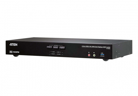 KVM-переключатель ATEN KVM AUDIO+USB 3,1 Gen1, 1> 2 блока/порта/port USB с 2 вых,HDMI, со шнурами HDMI/AUDIO*4шт+USB*2шт, (макс,разр 4096x2160/3840x2160 60Hz 4:2:0;консоль упр,-USB;2 порт,HUB USB Gen 3,1) CS1842-AT-G CS1842-AT-G