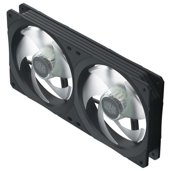 Вентилятор Cooler Master MasterFan SF240R ARGB (square frame + ARGB controller) SF240R ARGB, 2x120mm PWM addressable ARGB Fan, Balance between airflow and static pressure, 650~1800 RPM, 4 Pins, rubber pad on conrners as damper, 1x addressable RGB con MFX-B2D2-18NPA-R1