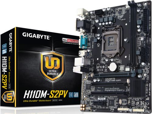 Материнская плата GIGABYTE  rev1.0 (RTL) LGA1151 <H110> PCI-E Dsub+DVI GbLAN SATA MicroATX 2DDR4 (GA-H110M-S2PV) GA-H110M-S2PV
