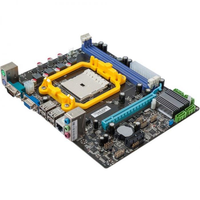 Материнская плата Esonics , FM1 , AMD A55, mATX, 2xDDR3, 1xPCI-Ex16, 1xPCI-Ex1, 4xSATA2, 10/100, 6CH, VGA, 4xUSB2.0, 1x COM RTL A55F1AL2 A55F1AL2