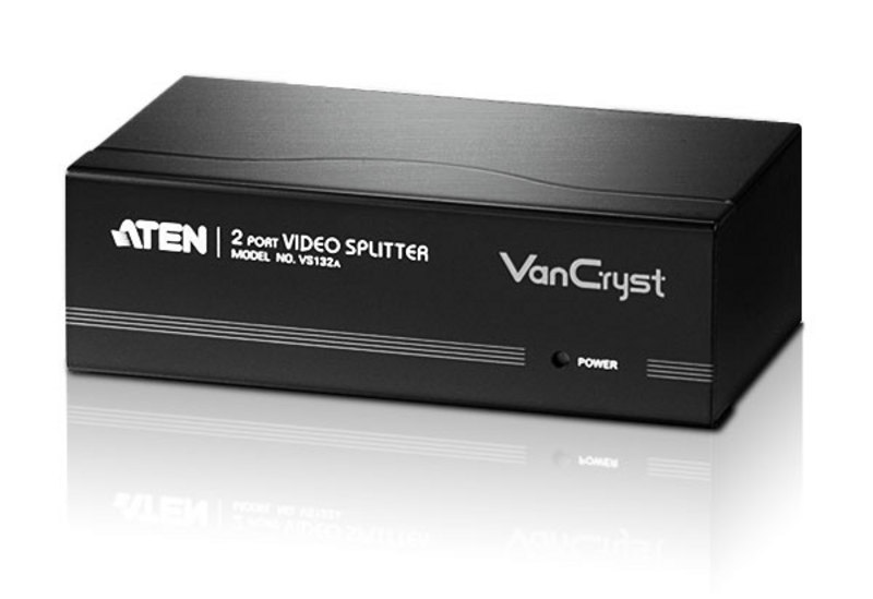 Разветвитель ATEN VGA/SVGA/MultiSync, 1> 2 монитора 450MHz, 65 м., F>M, без шнуров, Б.П.220> 5V, 2048*1536 VS132A-A7-G VS132A-A7-G
