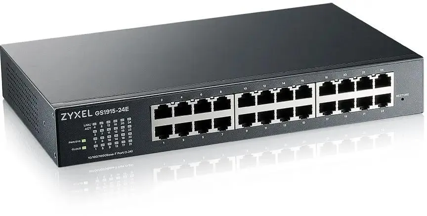 Коммутатор Zyxel  Smart L2  NebulaFlex GS1915-24E, rack 19", 24xGE, бесшумный (без вентилятора) GS1915-24E-EU0101F GS1915-24E-EU0101F
