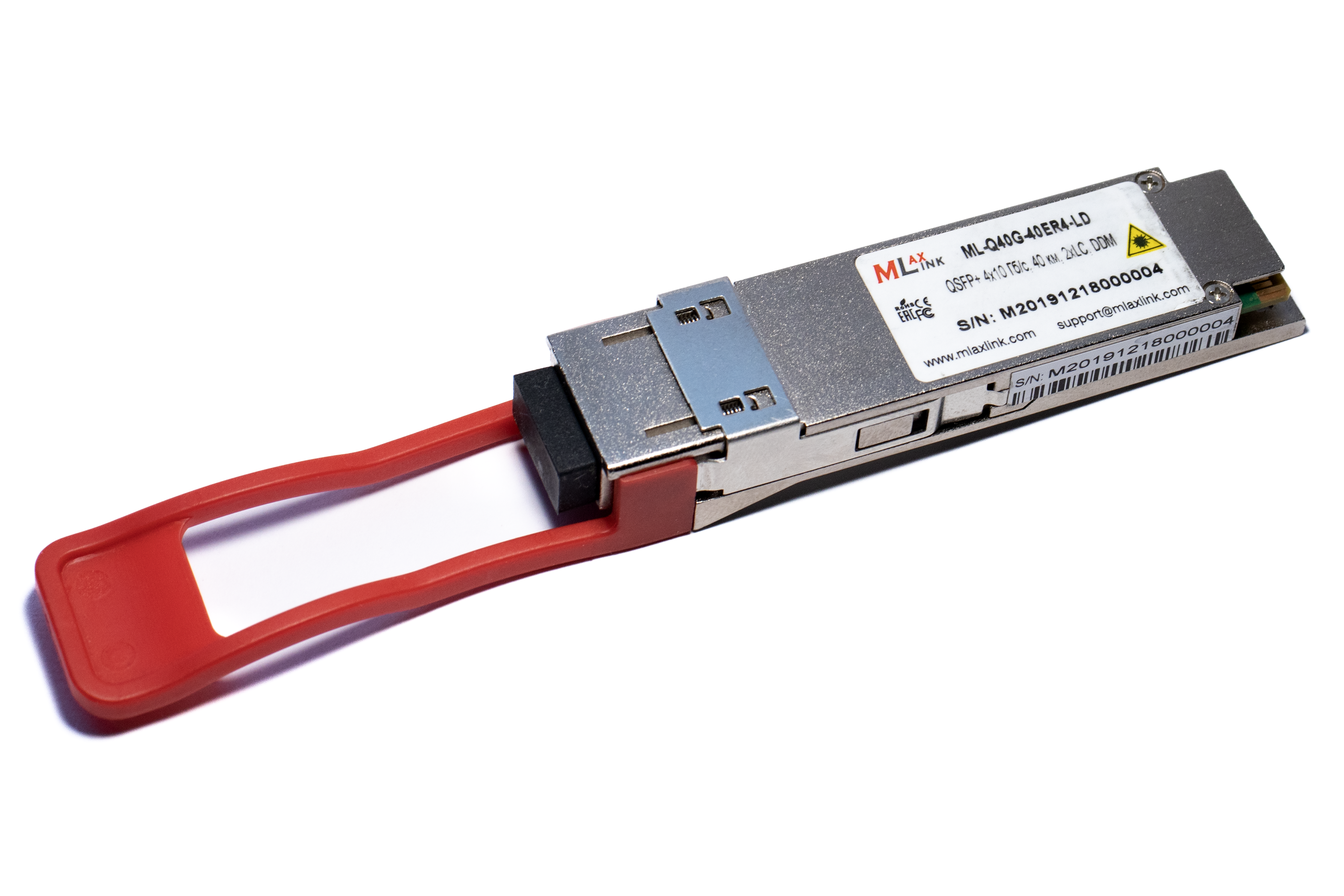 Модуль MlaxLink оптический двухволоконный QSFP+, 4×10Гб/с, 40км, 2xLC, DDM ML-Q40G-40ER4-LD ML-Q40G-40ER4-LD