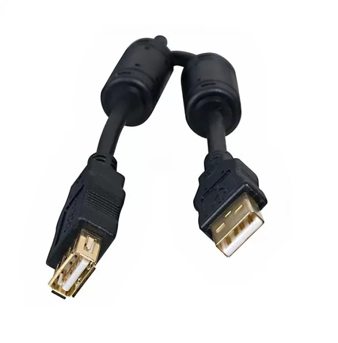 Кабель 5bites USB2.0, AM/AF, зол.разъемы, ферр.кольца, 1.8м., черный UC5011-018A UC5011-018A