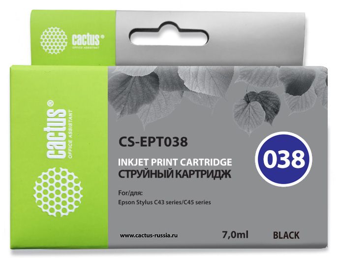 Картридж Cactus струйный CS-EPT038 черный для Epson Stylus C43 (7мл) CS-EPT038 CS-EPT038