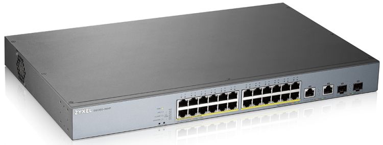 Коммутатор Zyxel GS1350-26HP L2 PoE + switch for IP cameras, 24xGE PoE +, 2xCombo (SFP / RJ-45), PoE budget 375 W, power transfer distance up to 250 m, auto-relo GS1350-26HP-EU0101F GS1350-26HP-EU0101F #1