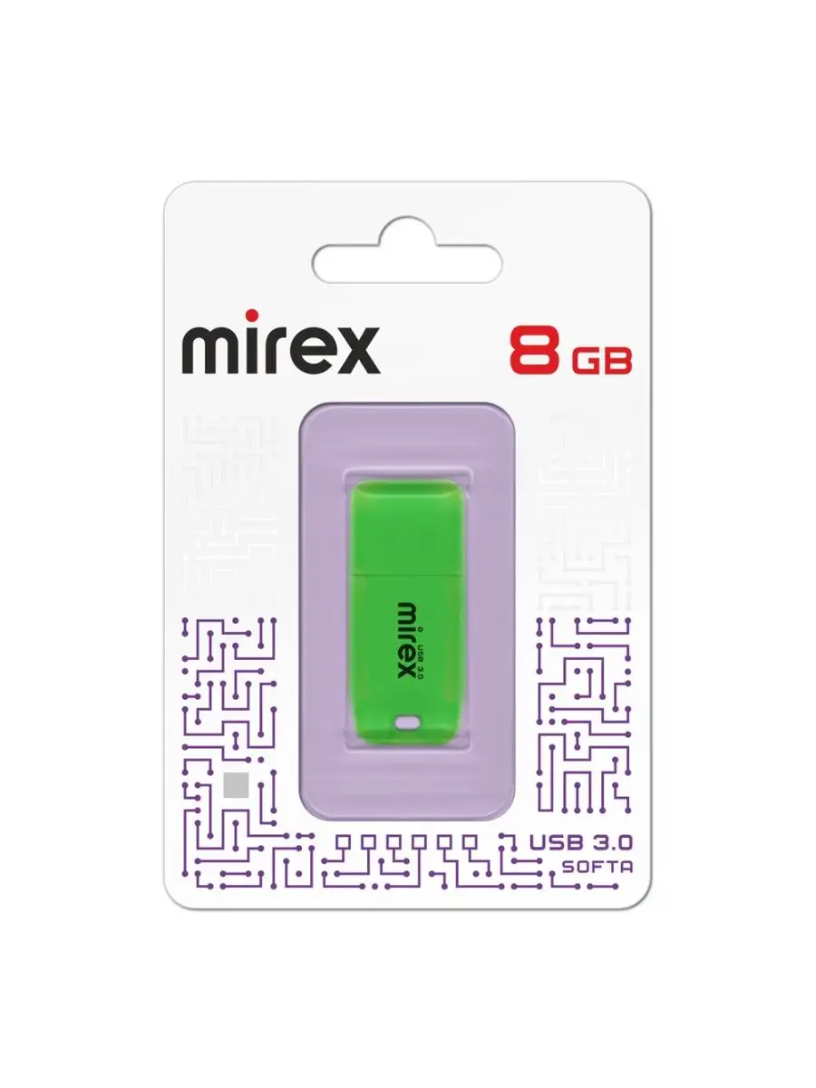 Флеш накопитель Mirex 13600-FM3SGN08 8GB,Softa,USB 3.0,зеленый 13600-FM3SGN08 13600-FM3SGN08