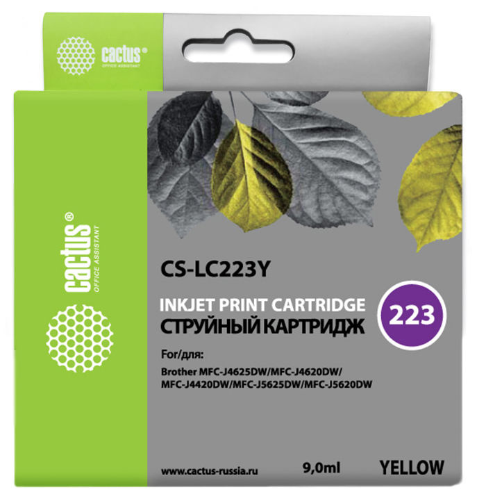 Картридж Cactus струйный CS-LC223Y желтый для Brother DCP-J4120DW/MFC-J4420DW/J4620DW (550стр.) CS-LC223Y CS-LC223Y