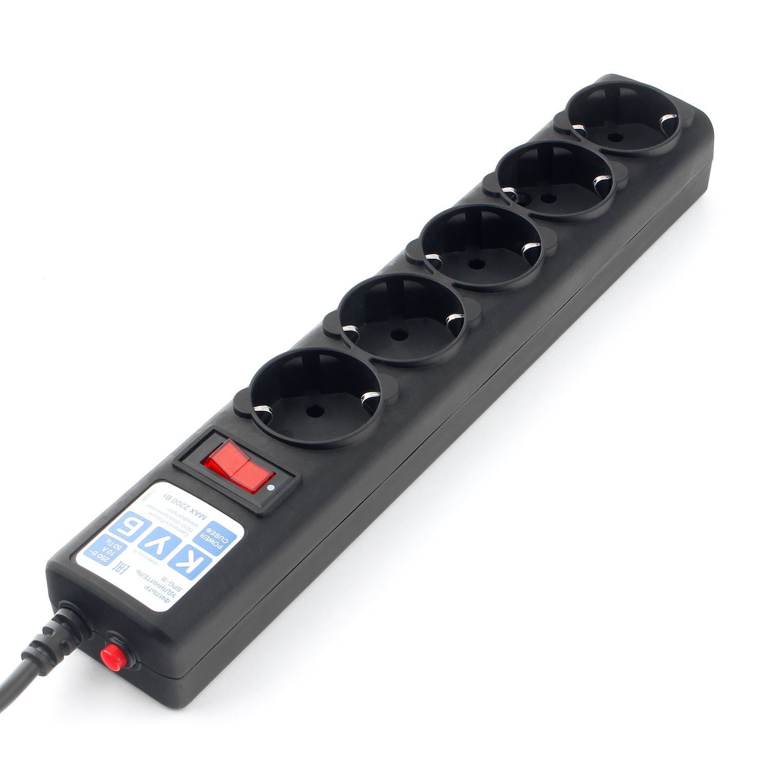 Сетевой фильтр Power Cube 5.0м, 5 розеток, 10А/2.2кВт , черный SPG-B-15-black SPG-B-15-black