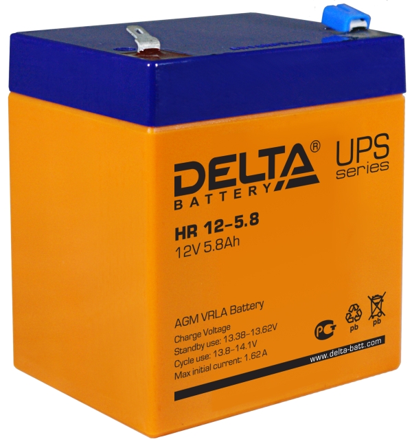 Аккумулятор Delta HR 12-5.8 (12V, 5.4Ah) для UPS HR 12-5.8