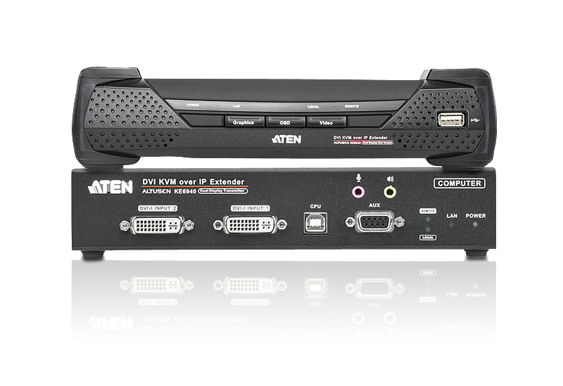 Удлинитель ATEN KVM USB DVI+AUDIO+RS232, 100 метр. подкл через swicth, 1xUTP Cat5e, без шнуров, Б.П.220> 5V KE6940R-AX-G KE6940R-AX-G