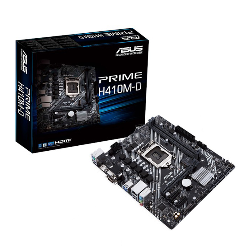 Материнская плата ASUS PRIME H410M-D, LGA1200, H410, 2*DDR4, D-Sub,HDMI, SATA3, Audio, Gb LAN, USB 3.2*4, USB 2.0*6, COM*1, LPT*1 , mATX PRIME H410M-D PRIME H410M-D
