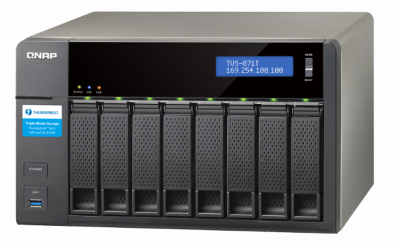 Сетевой RAID-накопитель QNAP 8 отсеков для HDD, HDMI-порт, два порта Thunderbolt 2.  Intel Core i5- 4590S 3,0 ГГц, 16ГБ. TVS-871T-i5-16G TVS-871T-i5-16G