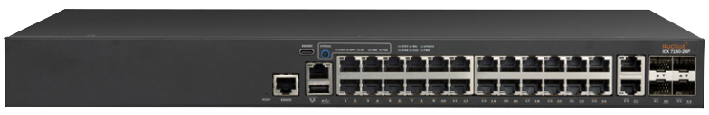 Коммутатор Ruckus ICX 7150 Switch, 24x 10/100/1000 ports, 2x 1G RJ45 uplink-ports, 4x 1G SFP uplink-ports upgradable to up to 4x 10G SFP+ with license, basic L3 (static routing and RIP) ICX7150-24-4X1G ICX7150-24-4X1G