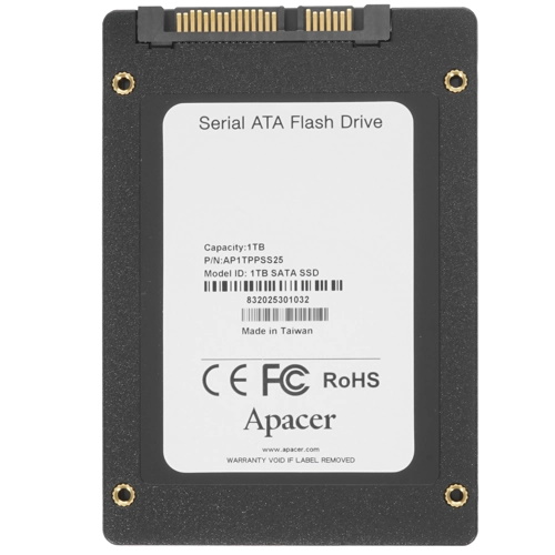 Твердотельный накопитель Apacer 2.5" 1TB Professional NAS Client SSD SATA 6Gb/s, 550/500, IOPS 80/75K, MTBF 2M, 3D TLC, 128MB, 2065T AP1TPPSS25-R AP1TPPSS25-R