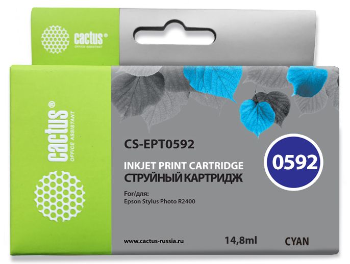 Картридж Cactus струйный CS-EPT0592 голубой для Epson Stylus Photo R2400 (14.8мл) CS-EPT0592 CS-EPT0592