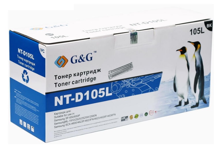 Тонер-картридж G&G для Samsung ML-1910/2525/2580 SCX-4600/4623/4626/4636 SF-650 (2500стр) NT-D105L NT-D105L