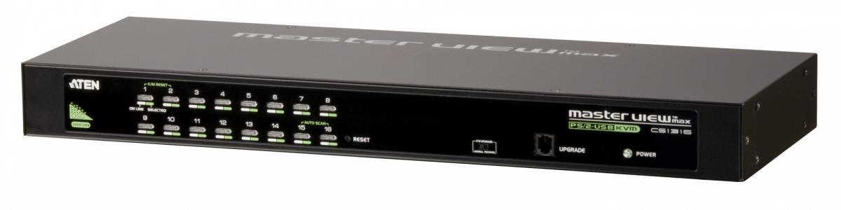 KVM переключатель ATEN VGA/SVGA+KBD+MOUSE, 1>16 блоков/портов PS2/USB, с KVM-шнуром для подкл. консоли. PS2/USB 0.27м CS1316-AT-G CS1316-AT-G