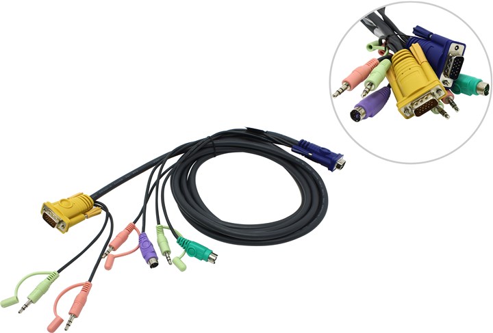 Кабель ATEN HD15M/MD6M/MD6M/SP/SP-SP; 3M 2L-5303P 2L-5303P