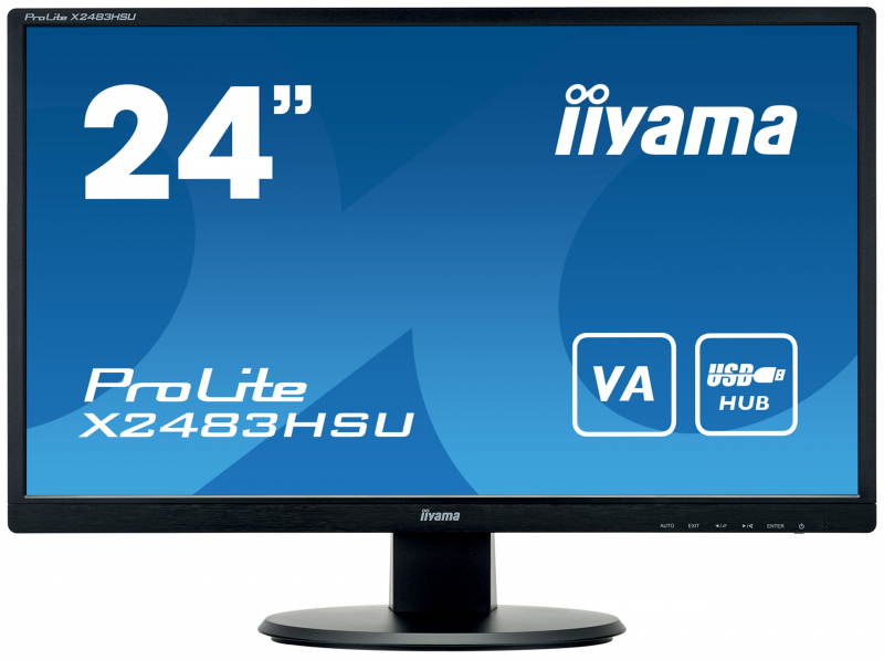 Монитор iiYama 23.8" ProLite черный VA LED 4ms 16:9 HDMI M/M матовая 3000:1 250cd 178гр/178гр 1920x1080 75Hz DP FHD USB X2483HSU-B5 X2483HSU-B5