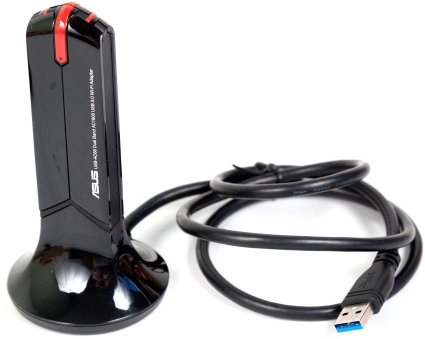 Адаптер Asus USB-AC68 // WI-FI 802.11ac, 600 + 1300 Mbps USB 3.0 Adapter + внешняя антенна ; 90IG0230-BM0N00 USB-AC68 USB-AC68