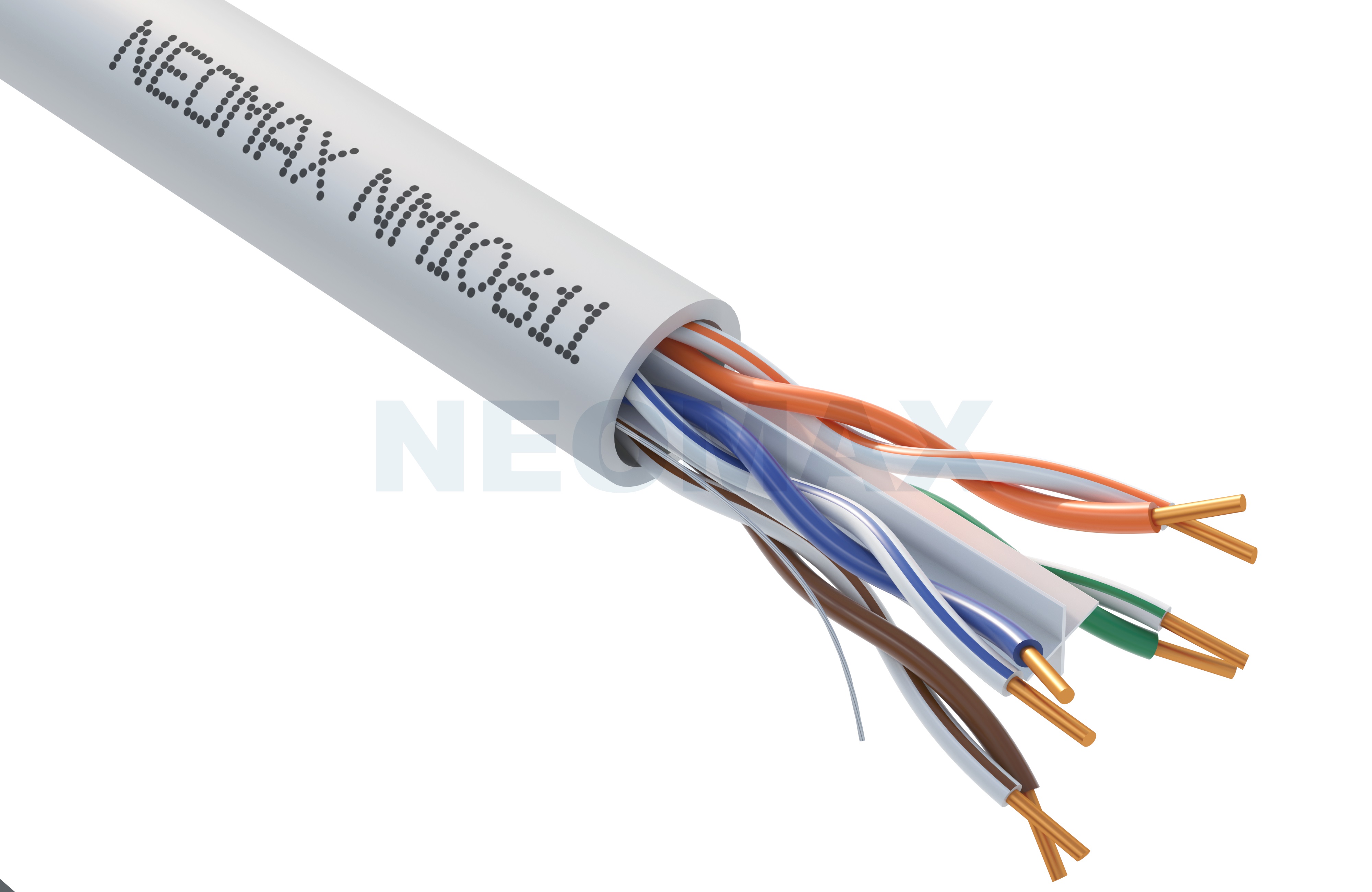 Кабель Neomax 6 U/UTP 4 пары внутренний (-20℃ to +60℃) 23AWG(0.57 мм) Cu (Чистая медь) Одножильный (Solid) LSZH 305м Серый NM10611 NM10611