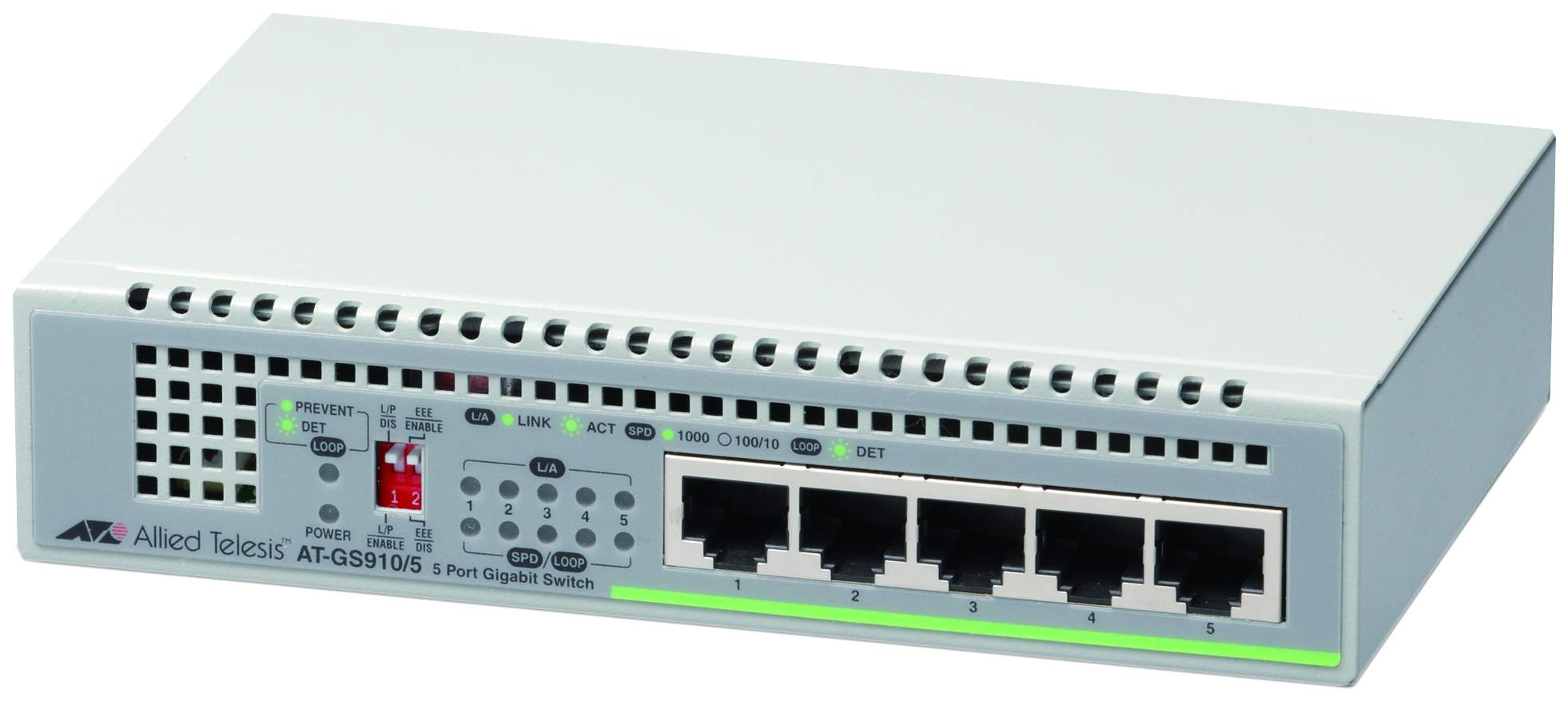 Коммутатор Allied Telesis 5 port 10/100/1000TX with internal power supply EU Power Adapter AT-GS910/5-50 AT-GS910/5-50
