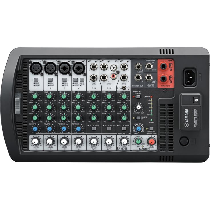 Система звукоусиления Yamaha STAGEPAS600BT2M портативная, 680 Вт, 2 х 10";+1.4", 10-канальный микшер (4 моно/линейных входа + 6 моно/3 стерео линейных входа), Входы Hi-Z (с высоким сопротивлением), Bluetooth, 2 проводных микрофона в комплекте N780616 N78061615