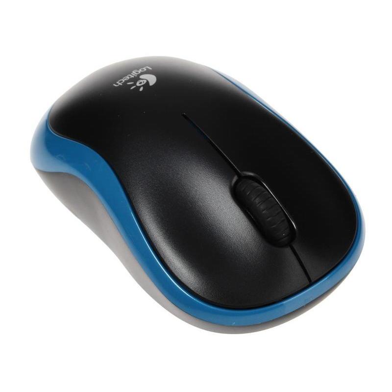 Мышь Logitech wireless mouse M185, Blue черная с голубой вставкой беспроводная (910-002239) 910-002239