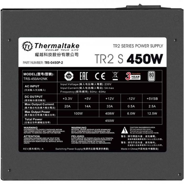 Блок питания Thermaltake TR2 S 450W /Non Modular/ATX 2.3/A-PFC/12cm/EU/80 PLUS White/for 230V only, RTL PS-TRS-0450NPCWEU-2 PS-TRS-0450NPCWEU-2