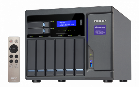 Сетевой RAID-накопитель QNAP 6x3,5", 2x2,5", 2 слота M.2, 3 HDMI-порта, блок питания 450 Вт. Intel Core i5-6500 3,6 ГГц, 16 ГБ DDR4 TVS-882-i5-16G-450W TVS-882-i5-16G-450W