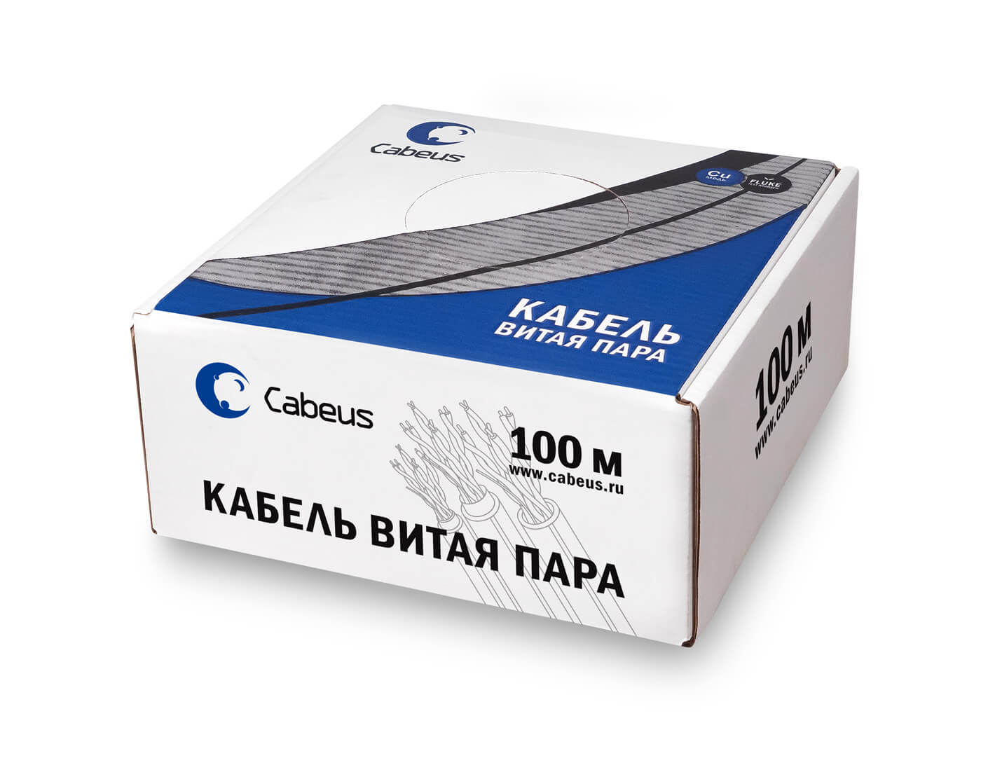 Витая пара Cabeus экранированная FTP (F/UTP) категория 5e, 4 пары (24 AWG), одножильный, серый, экран - фольга, LSZH, нг(А)-HF, (100 м) FTP-4P-Cat.5e-SOLID-LSZH-GY-100 FTP-4P-Cat.5e-SOLID-LSZH-GY-100
