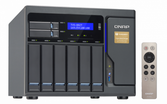 Сетевой RAID-накопитель QNAP 6 x3,5", 2x2,5", 2 слота M.2, 3 HDMI-порта, 2 порта Thunderbolt 2. Intel Core i5-6500 3,6 ГГц, 16 ГБ DDR4 TVS-882T-i5-16G TVS-882T-i5-16G