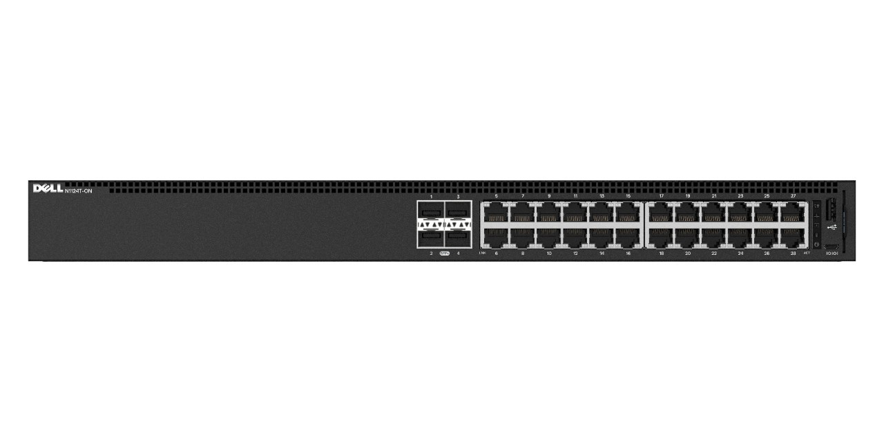 Коммутатор Dell EMC Switch N1124P-ON, L2, 24 ports RJ45 1GbE, 12 ports PoE/PoE+, 4 ports SFP+ 10GbE, Stacking 3YPSNBD (210-AJIT) N1124P-ON N1124P-ON