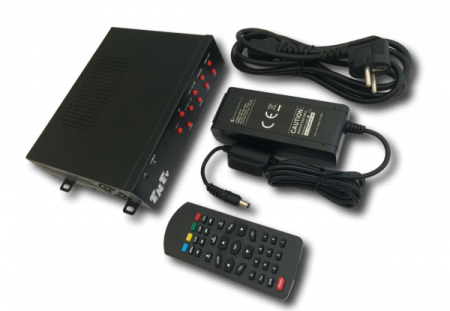 Контроллер ATEN 3 входных порта: VGA/DVI/HDMI, 4 выходных порта HDMI, (макс,разр, 1920х1080;де-эмбеддер звука;зеркальный поворот изображения,;пульт ДУ;для использования с бытовыми телевизорами и ТВ-панелями;для бюджетной видеостены 2х2) TNTV/TNT MMS- TNTV/TNT MMS-0104WPBH