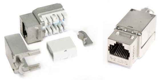 Вставка Keystone Jack RJ-45(8P8C), категория 5e, экранированная, 110 IDC, заделка с помощью NE-TOOL, белая KJNE-8P8C-C5e-90-SH-F-WH